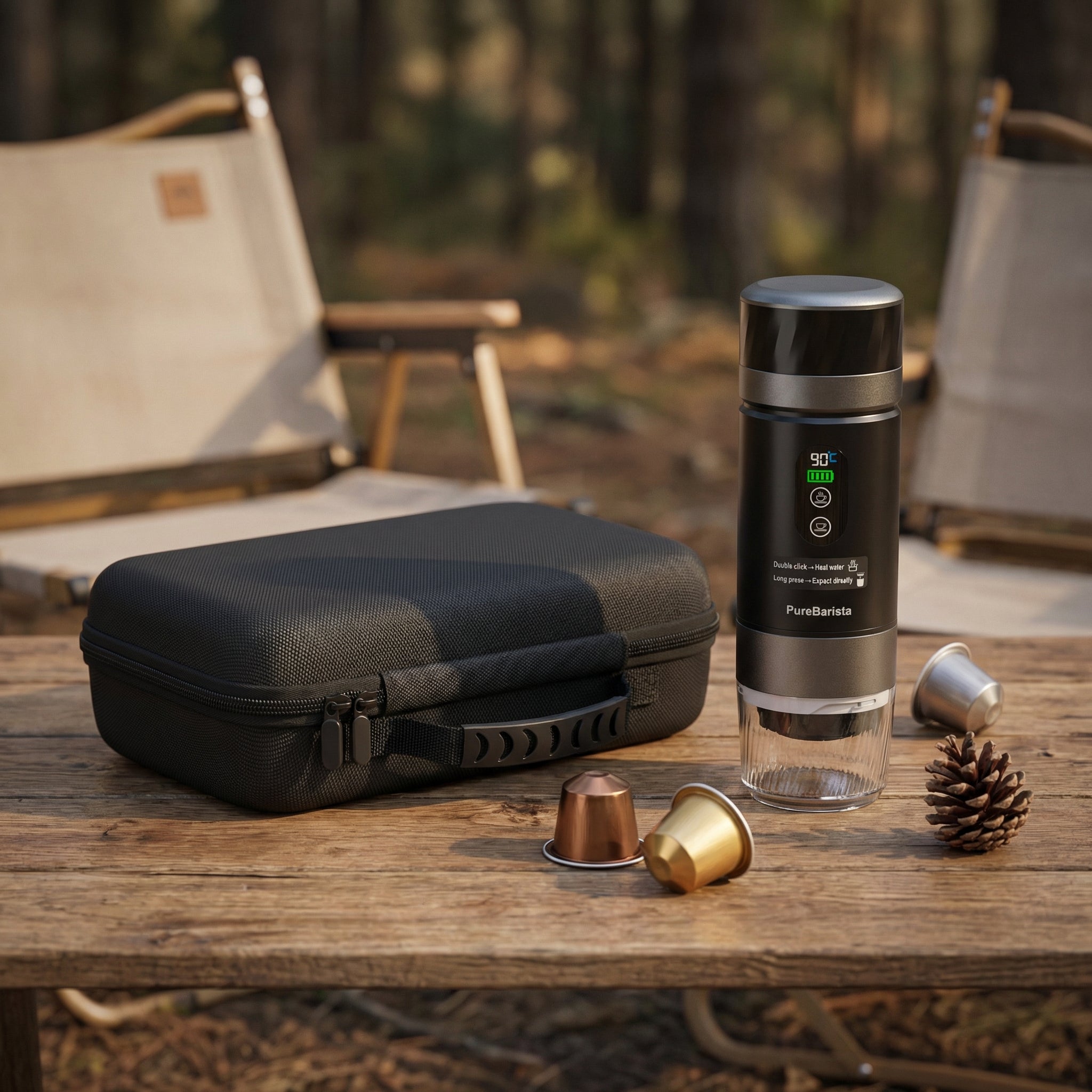 PureBarista draagbare espressomachine camping outdoor gebruik